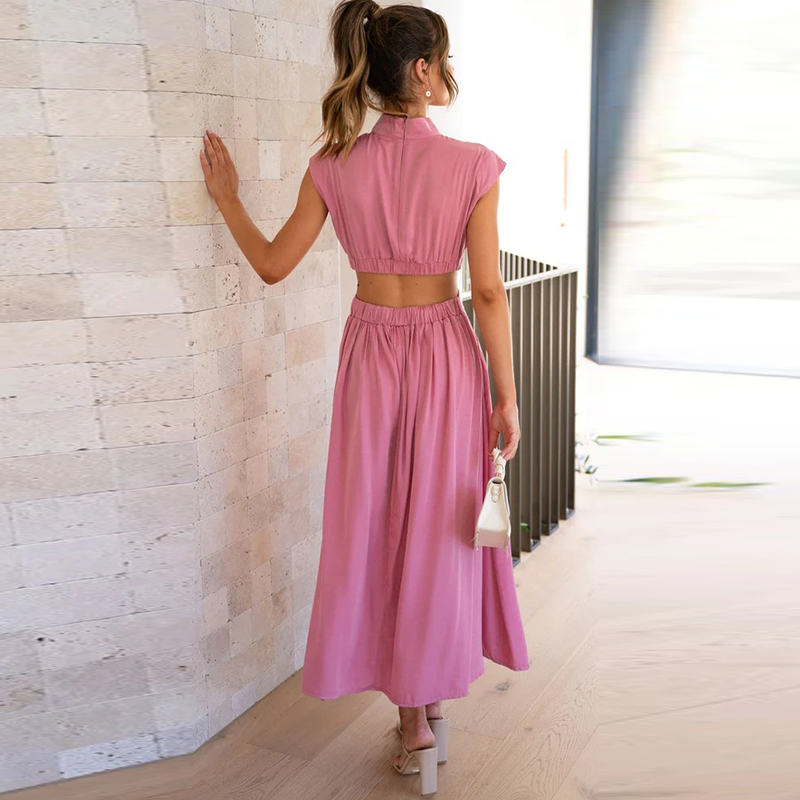 Camille™ | Lune Robe Midi Élégante à Découpes Latérales