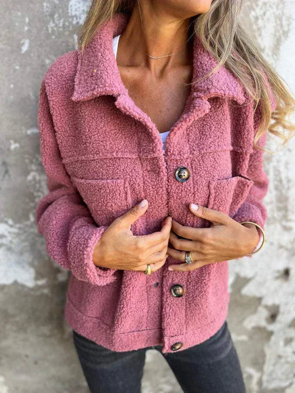 Eva™ | Mysig teddyjacka med eleganta knappar
