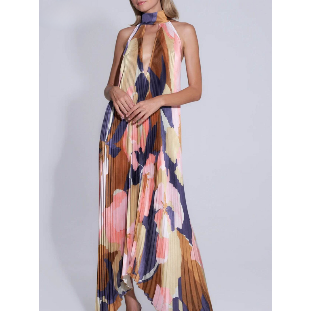 Camille™ | Janelly Robe Longue Plissée à Col Halter