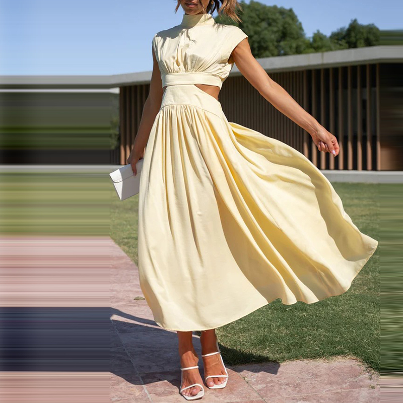 Camille™ | Lune Robe Midi Élégante à Découpes Latérales