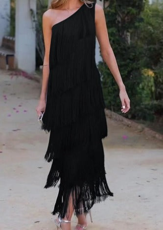 Camille™ | Noemi Robe Asymétrique à Franges