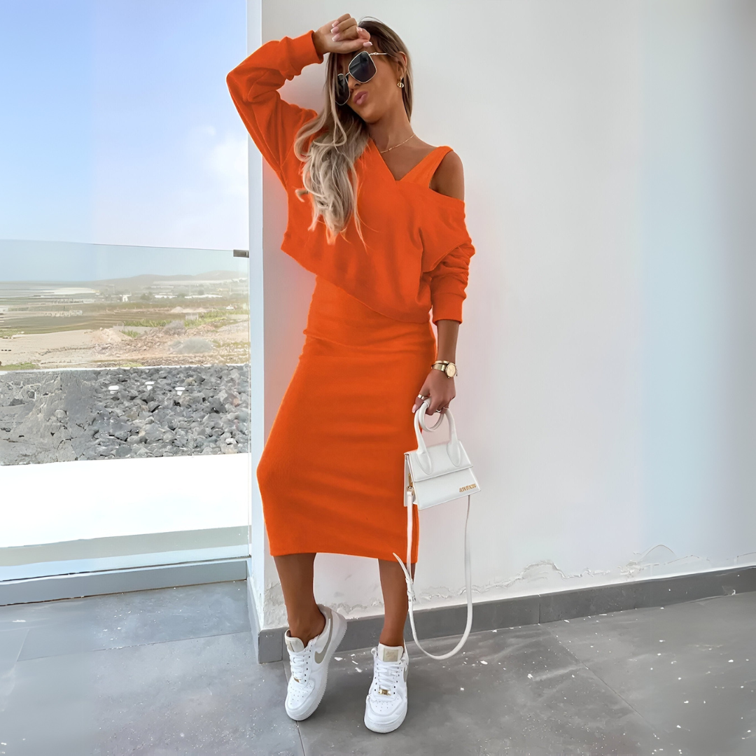 Camille™ | Chloé Ensemble Élégant Robe & Top