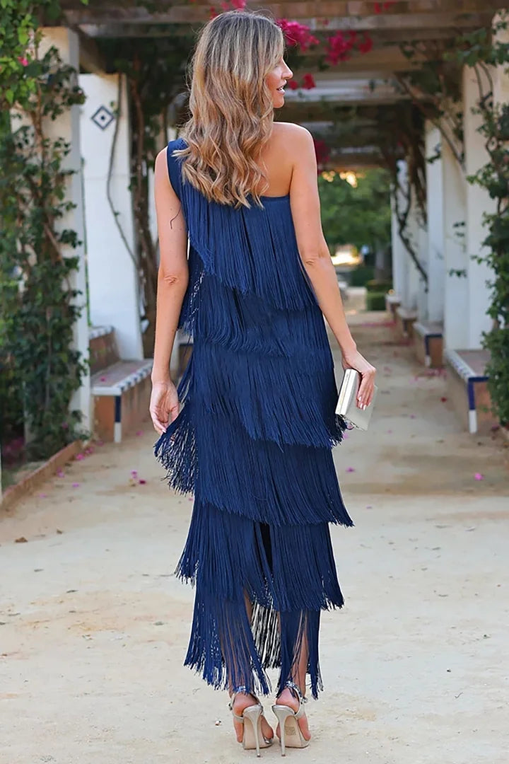Camille™ | Noemi Robe Asymétrique à Franges