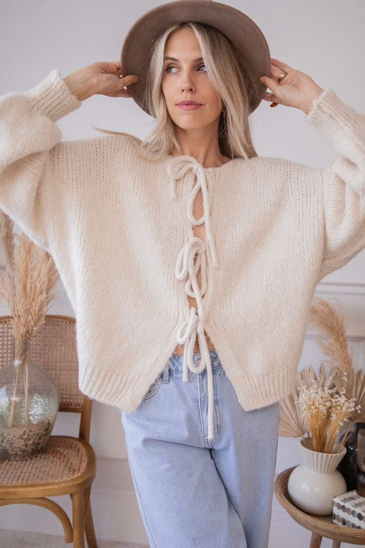 Camille™ | Cardigan avec Détails en Nœud