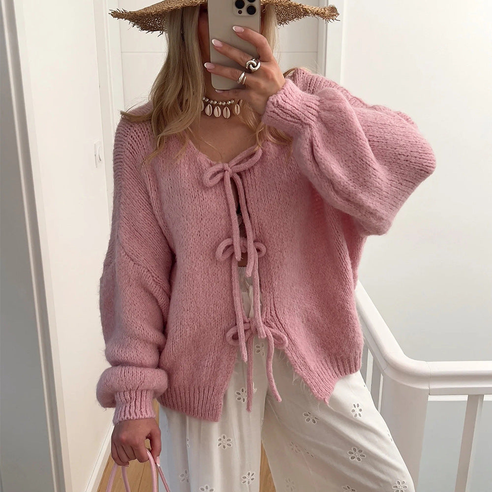 Camille™ | Cardigan avec Détails en Nœud