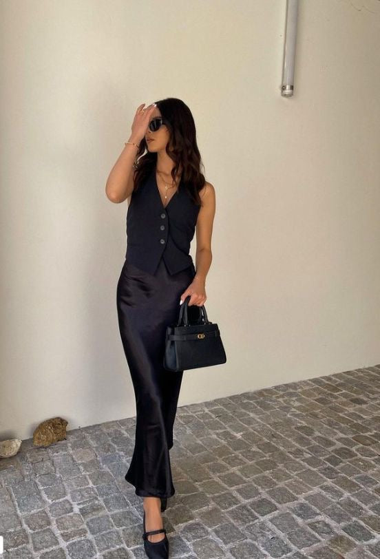 Camille™ | Jupe Maxi en Satin