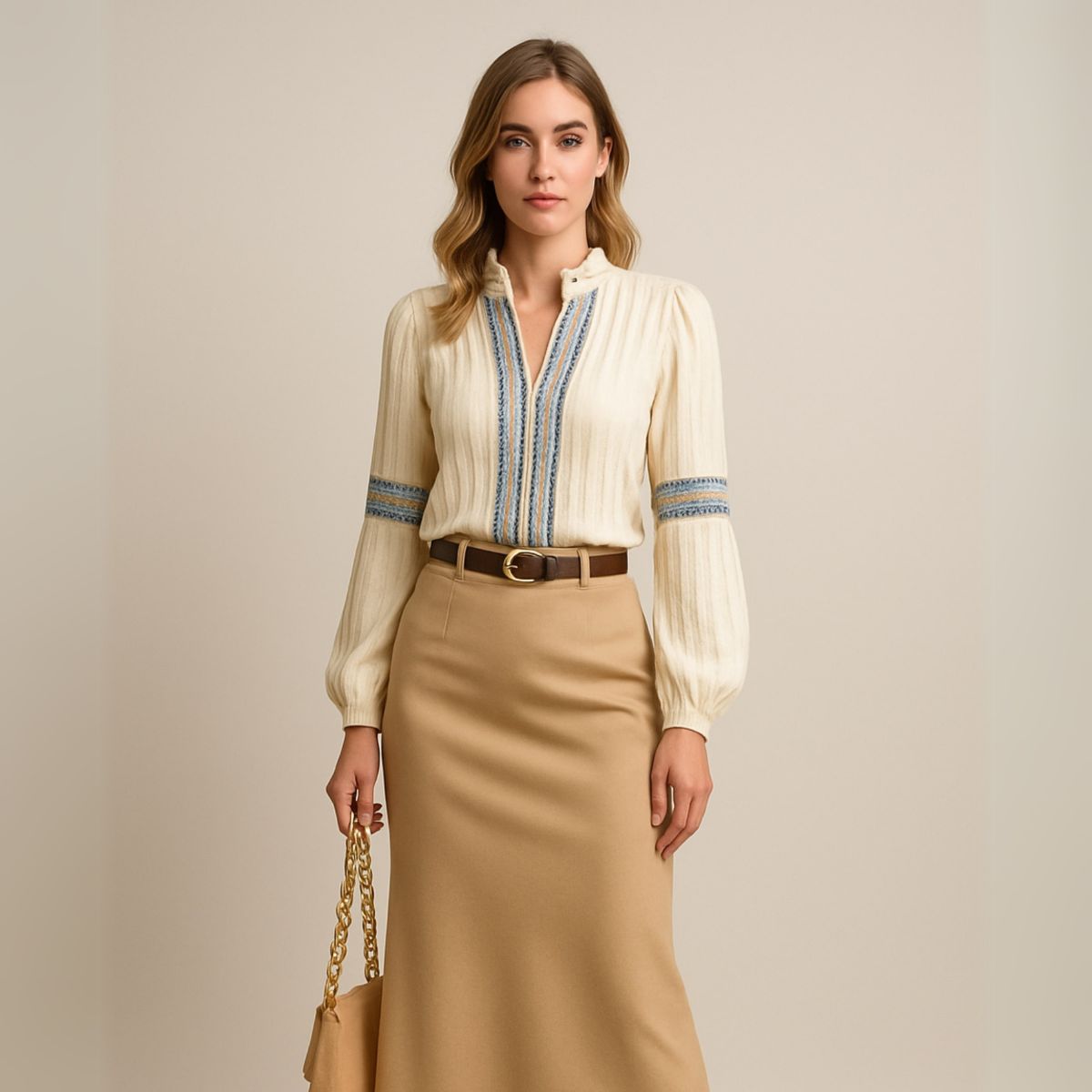 Louise™ | Vintage V-ringad Blus