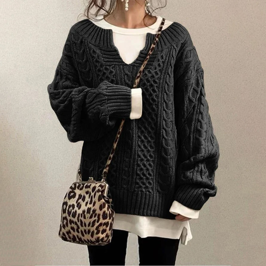 Camille™ | Pull en tricot oversize avec motif torsadé