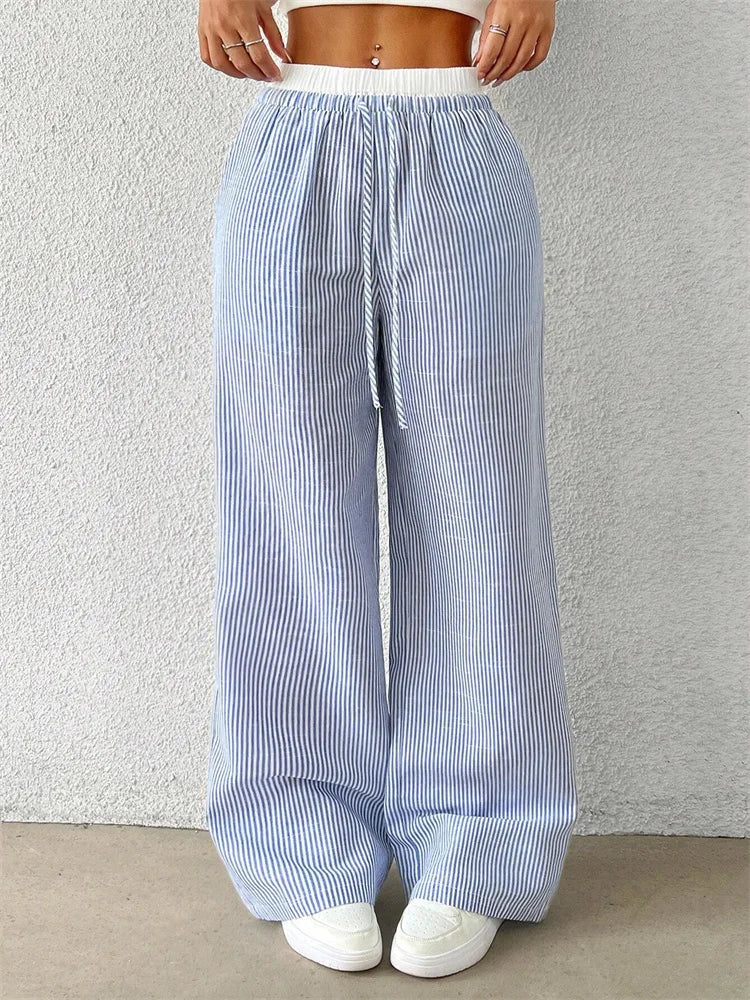 Camille™ | Pantalon Large Rayé
