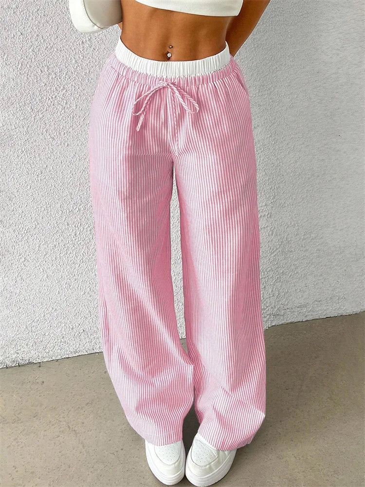 Camille™ | Pantalon Large Rayé