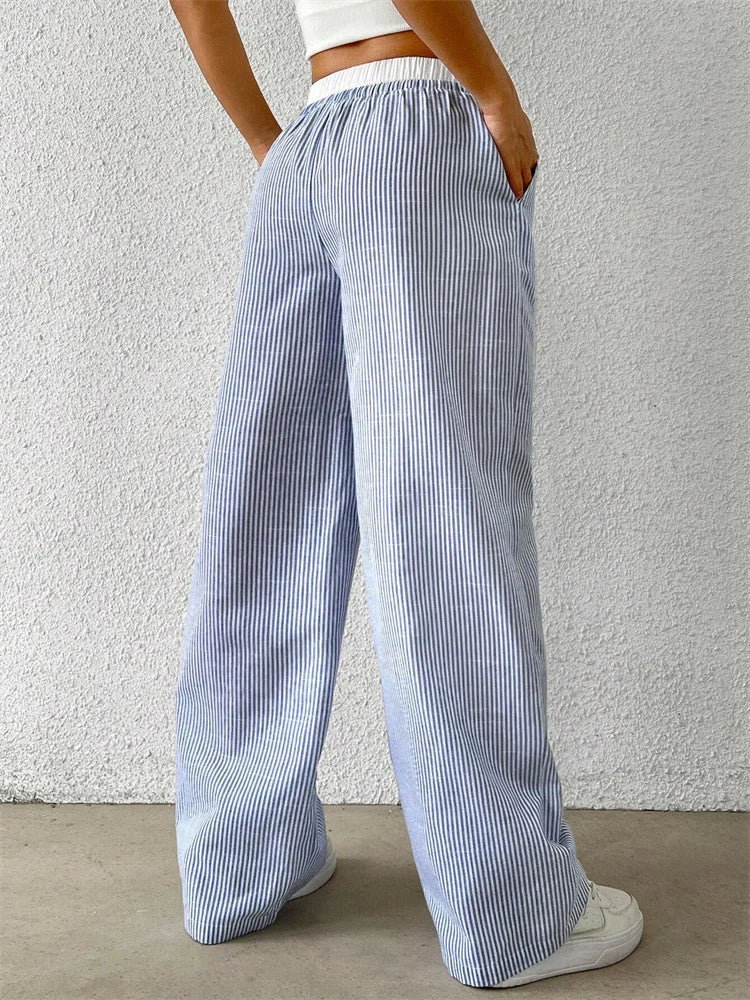 Camille™ | Pantalon Large Rayé