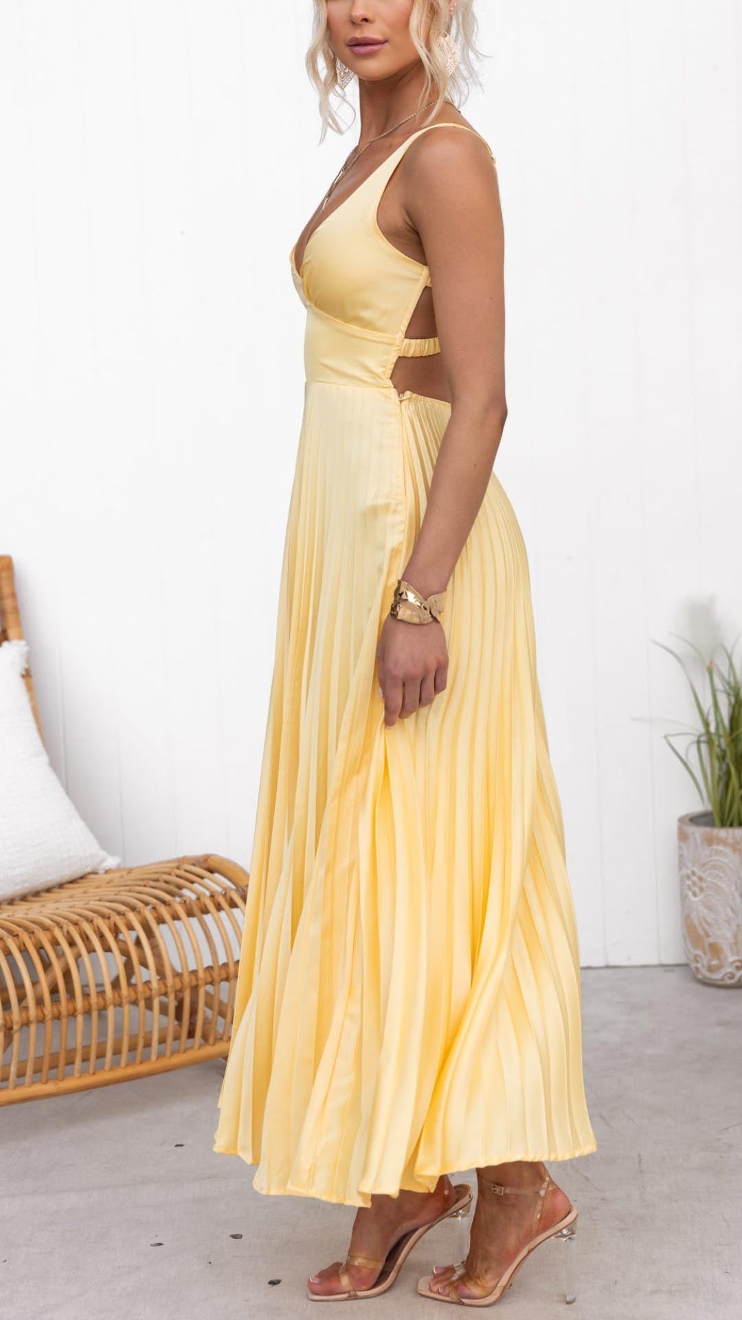 Camille™ | Aby Robe Longue Plissée à Col en V