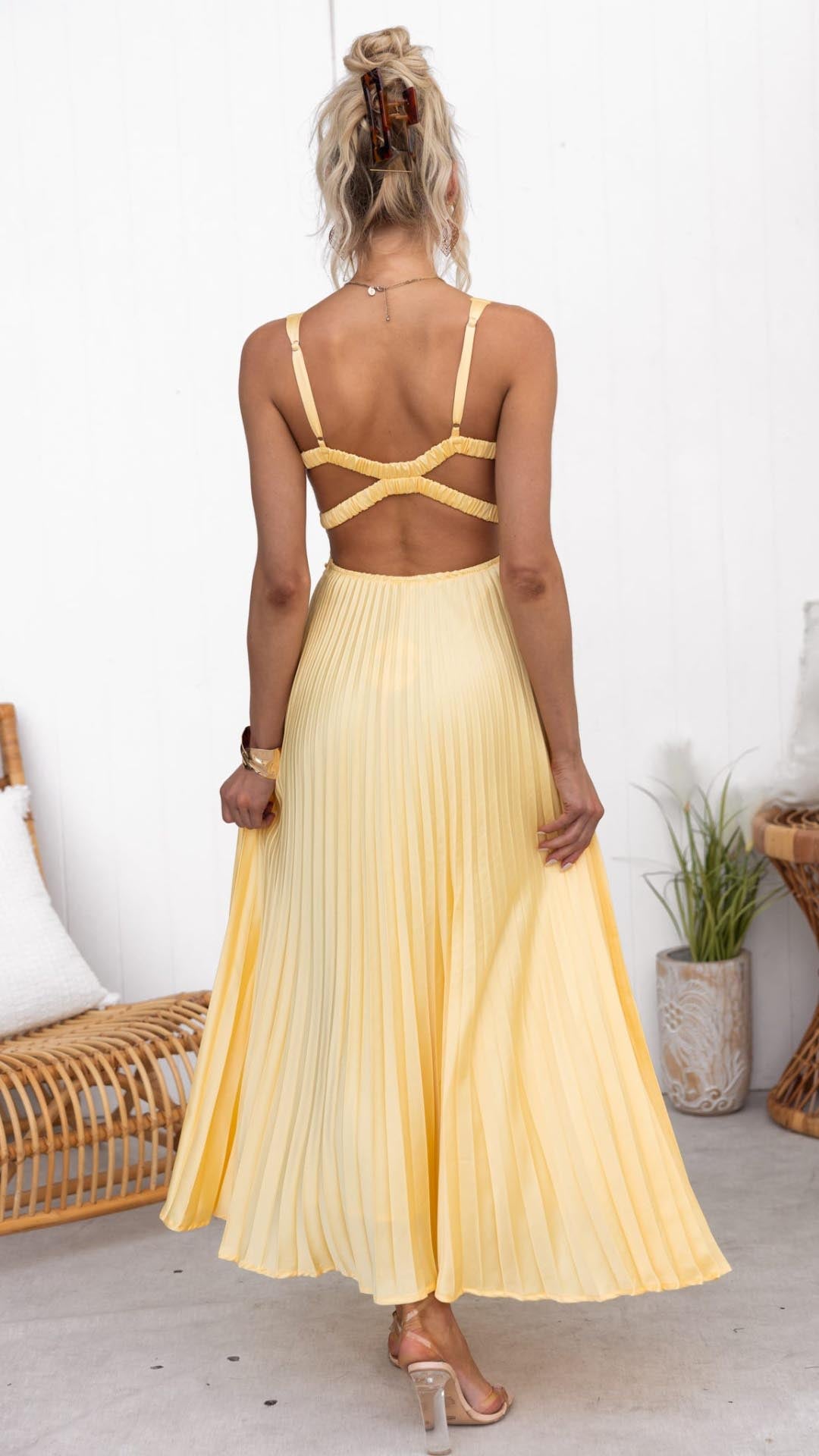 Camille™ | Aby Robe Longue Plissée à Col en V