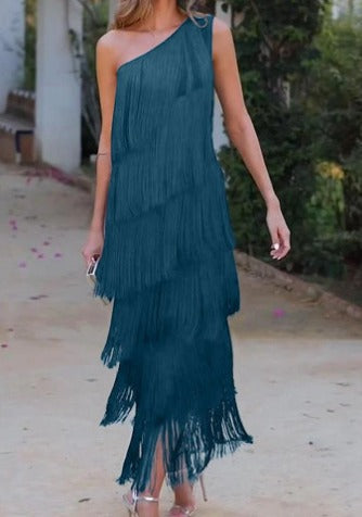 Camille™ | Noemi Robe Asymétrique à Franges