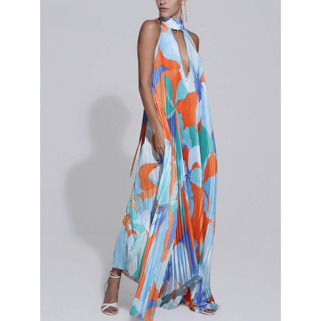 Camille™ | Janelly Robe Longue Plissée à Col Halter