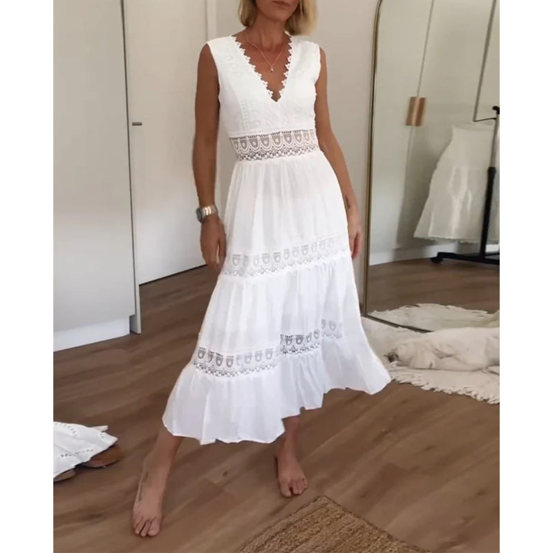 Aurélie™ | Elegant sommarklänning i spets med V-ringning