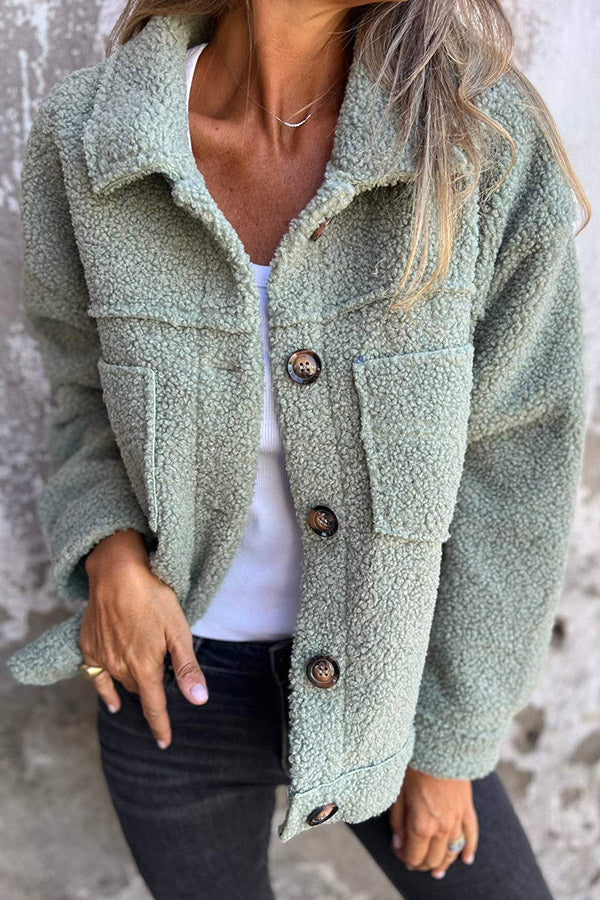 Eva™ | Mysig teddyjacka med eleganta knappar