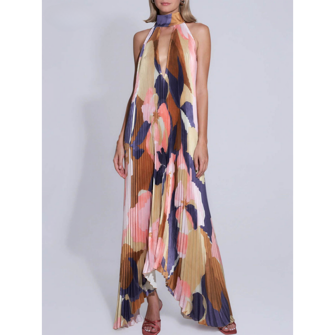 Camille™ | Janelly Robe Longue Plissée à Col Halter