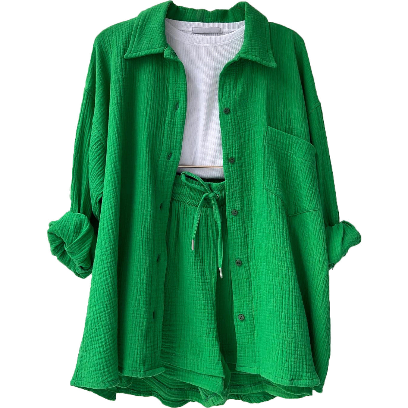 Camille™ | Léa Ensemble Décontracté en Coton Gaufré