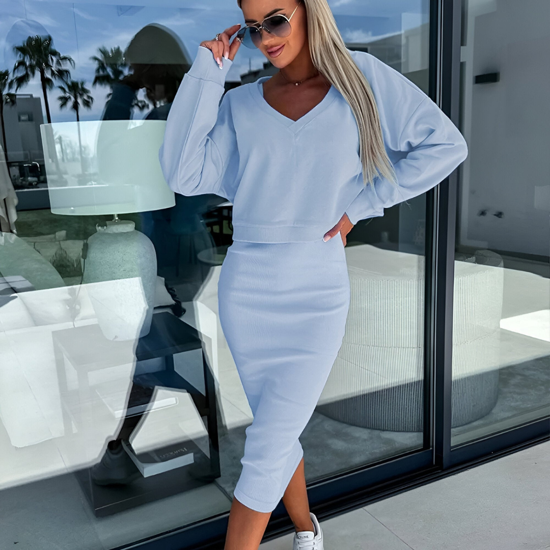 Camille™ | Chloé Ensemble Élégant Robe & Top
