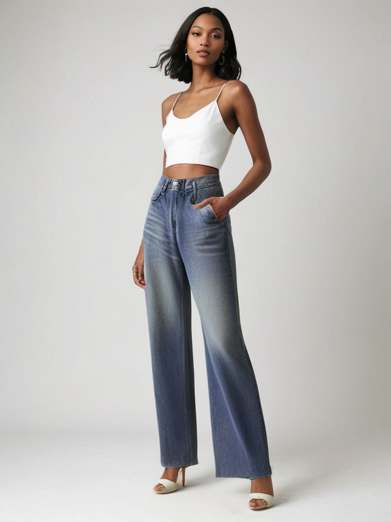Camille™ | Jean Large Effet Usé