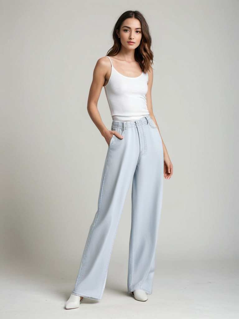 Camille™ | Jean Évasé Bleu Glacier