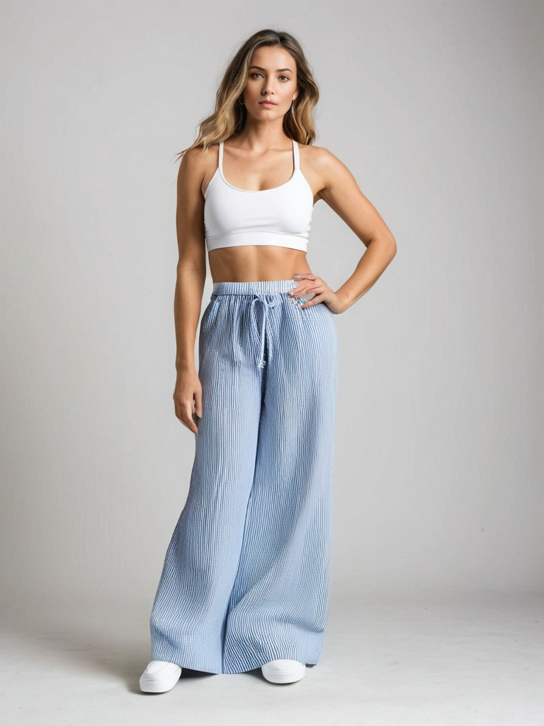 Camille™ | Pantalon Large Rayé