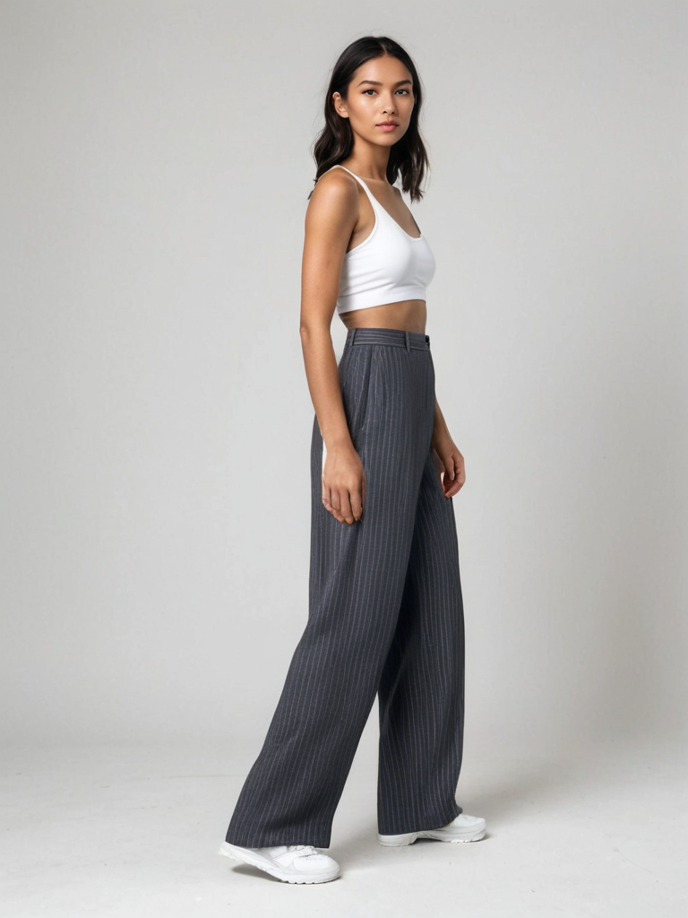 Camille™ | Pantalon Large à Rayures Élégantes