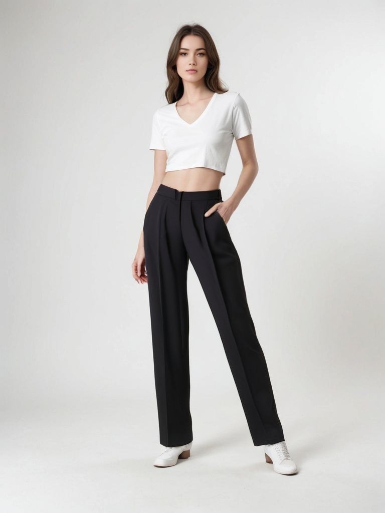 Camille™ | Pantalon Large Noir Intemporel