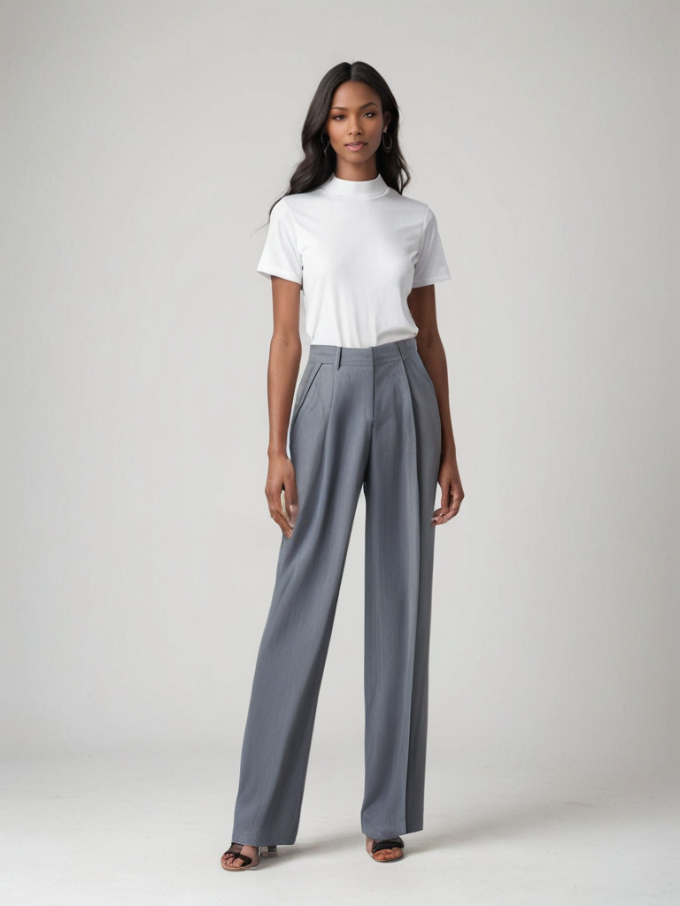 Camille™ | Pantalon Large Gris Élégant