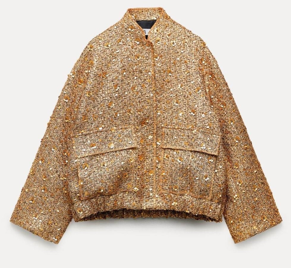 Camille™ | Veste en Sequins Dorés
