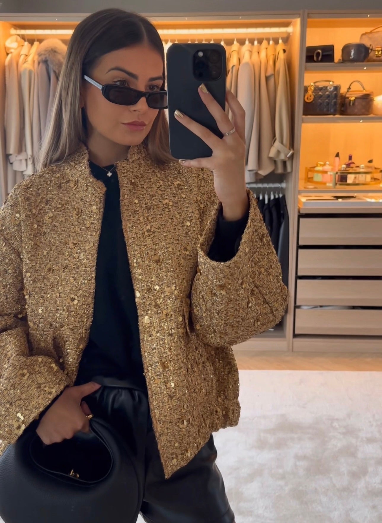 Camille™ | Veste en Sequins Dorés