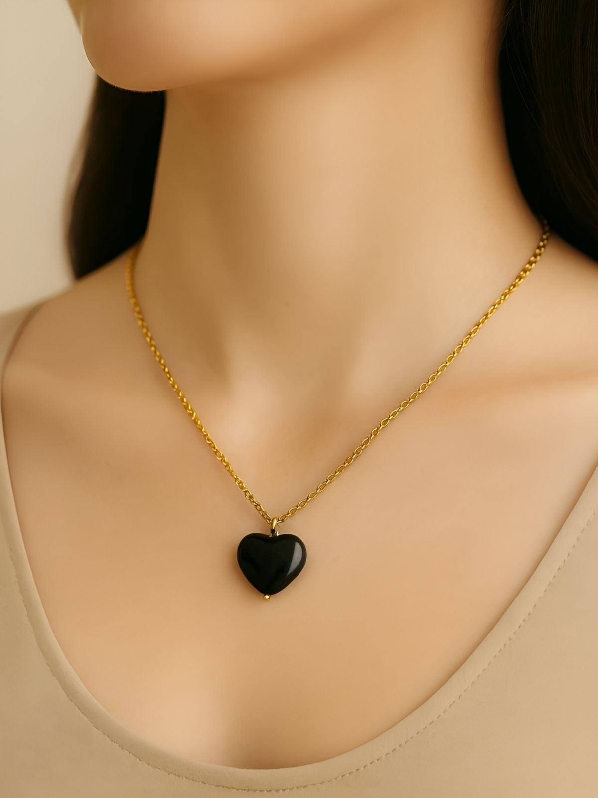 Zélie™ | Hjärthalsband Svart Onyx