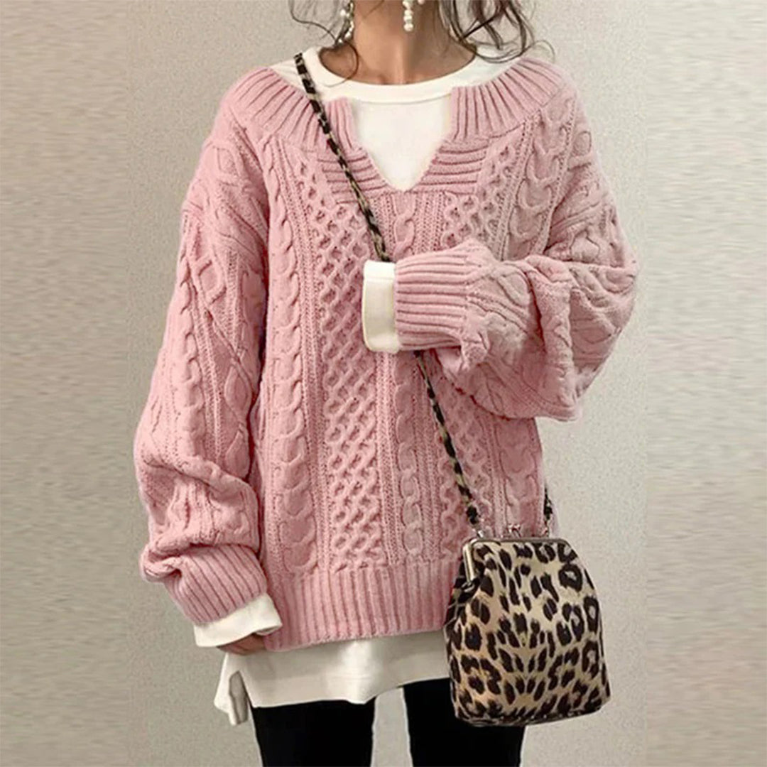 Camille™ | Pull en tricot oversize avec motif torsadé