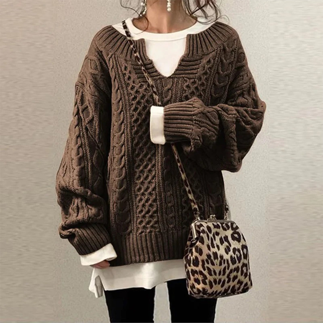 Camille™ | Pull en tricot oversize avec motif torsadé