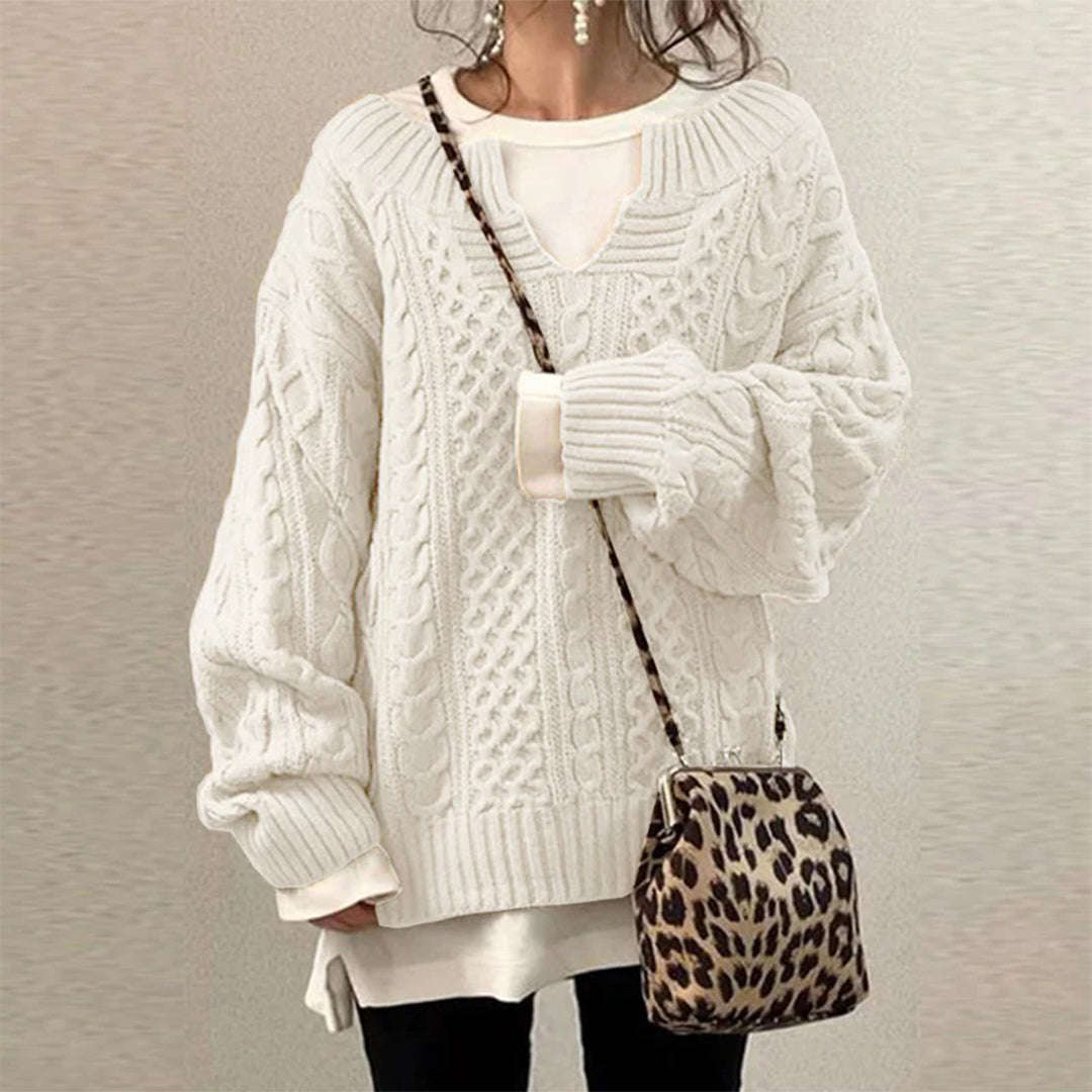 Camille™ | Pull en tricot oversize avec motif torsadé