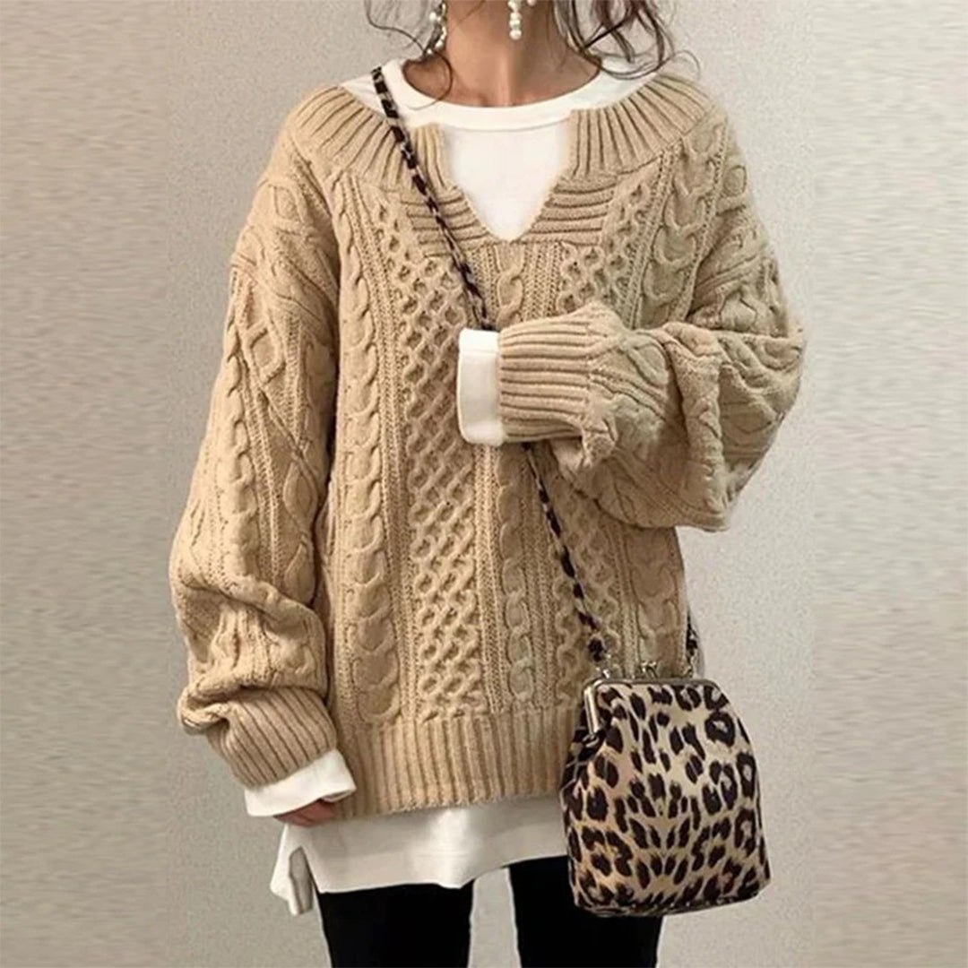 Camille™ | Pull en tricot oversize avec motif torsadé
