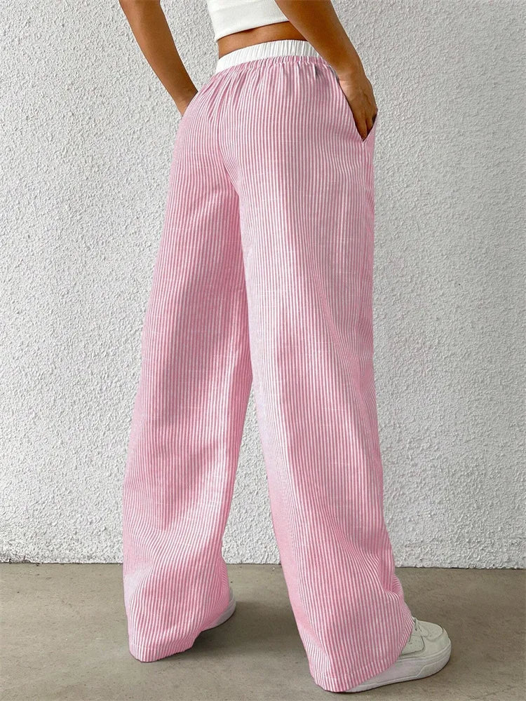 Camille™ | Pantalon Large Rayé