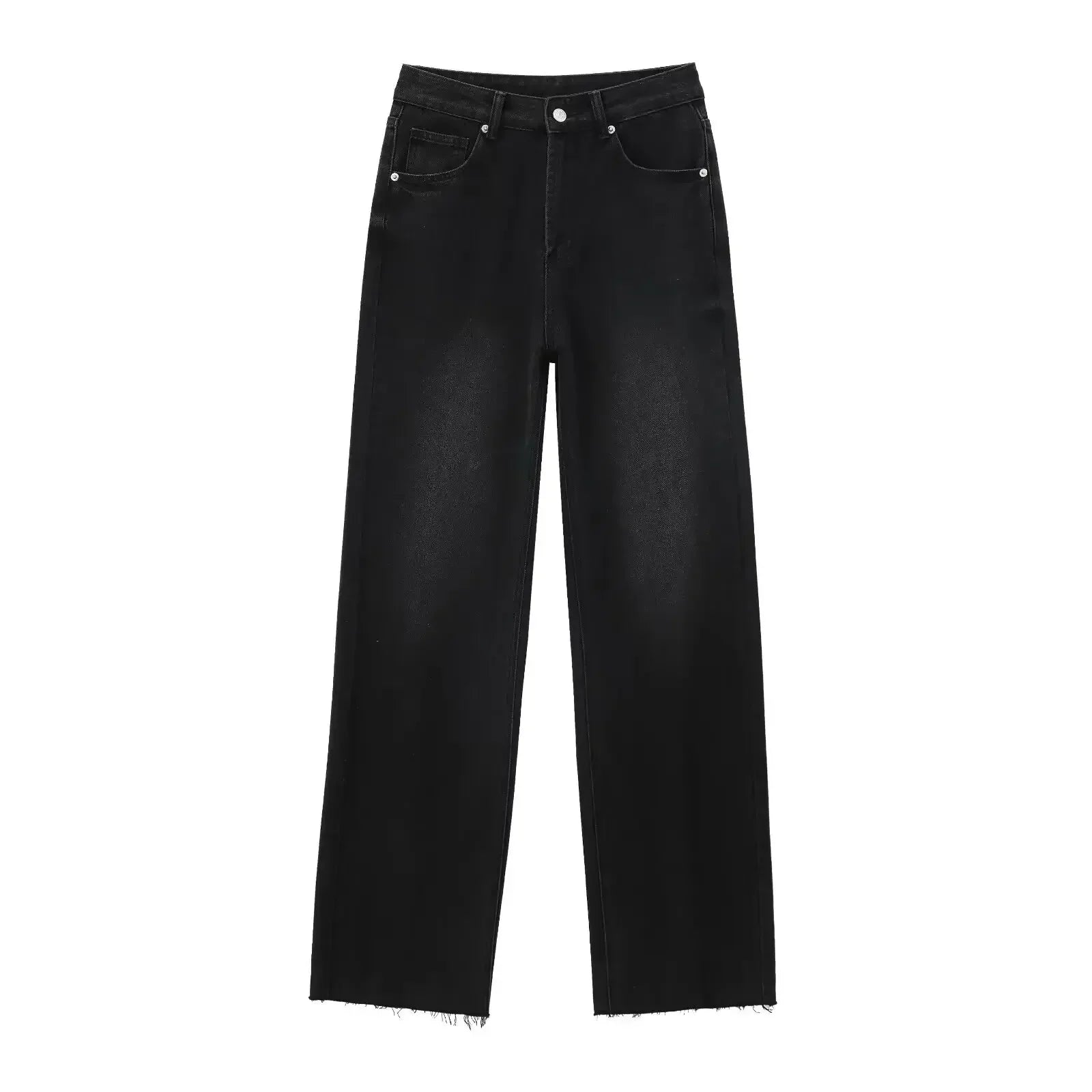 Camille™ | Jean Noir Élégant à Finition Brute