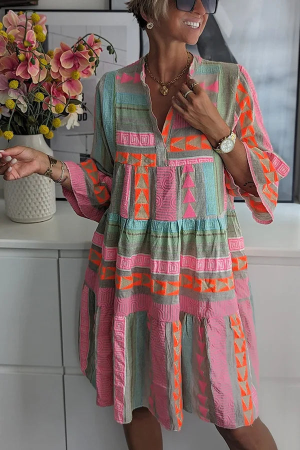 Saga™ | Boho-lagerklänning med sväng