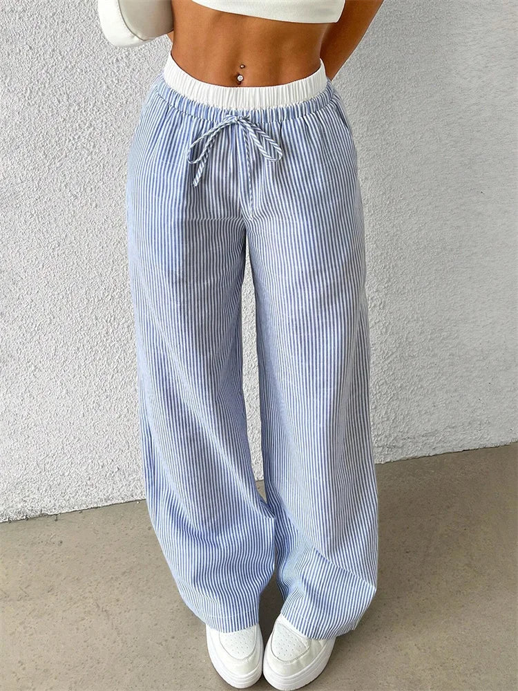 Camille™ | Pantalon Large Rayé