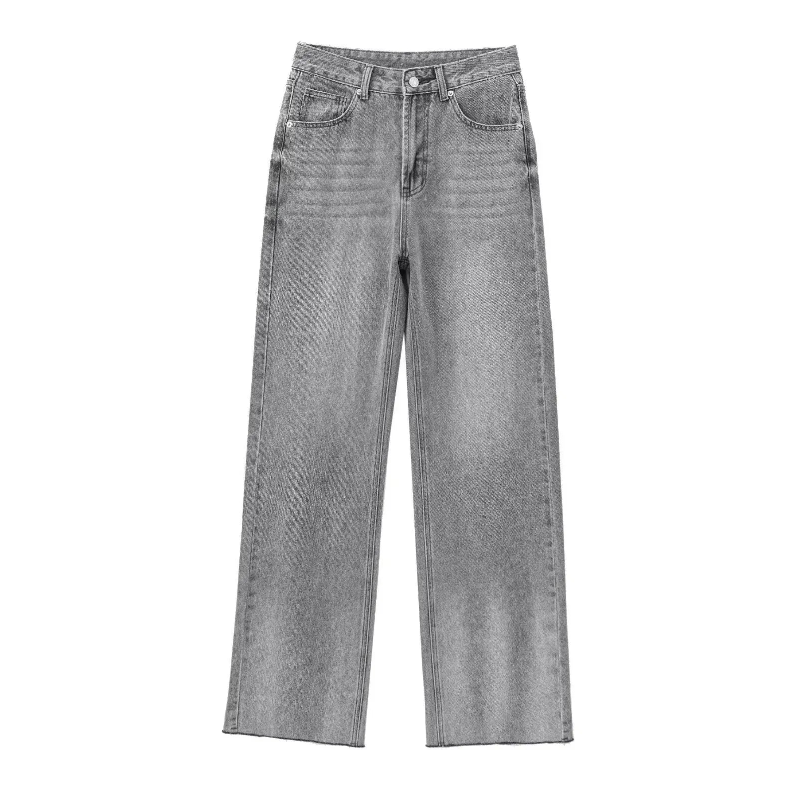 Camille™ | Jean Délavé Gris Évasé