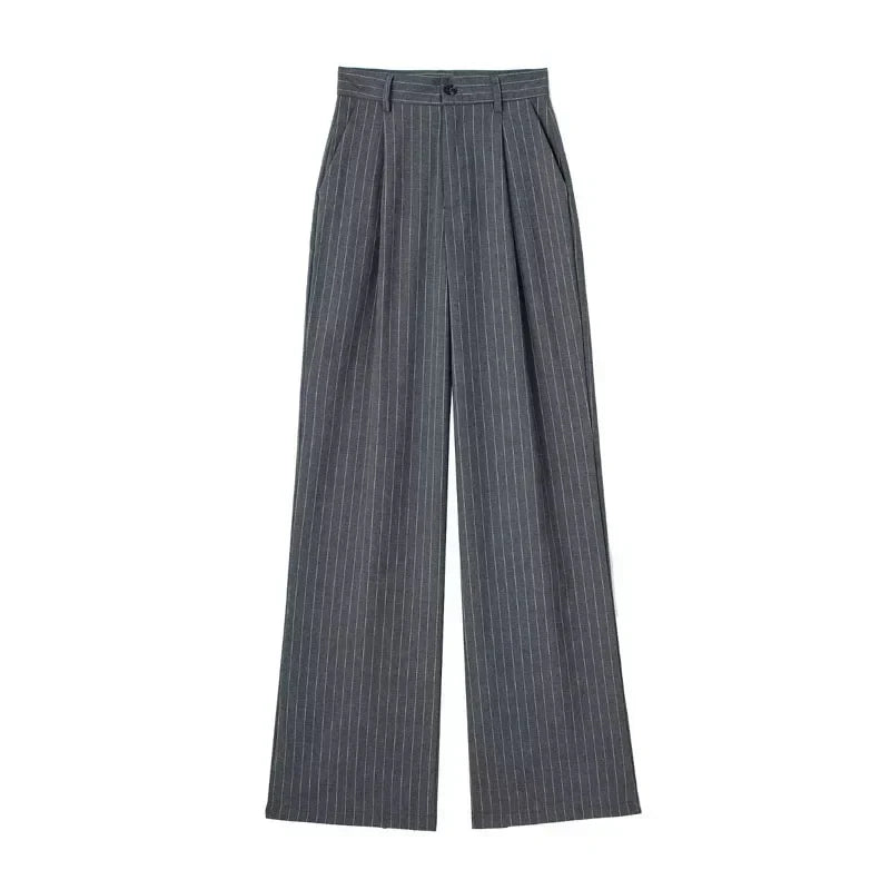 Camille™ | Pantalon Large à Rayures Élégantes