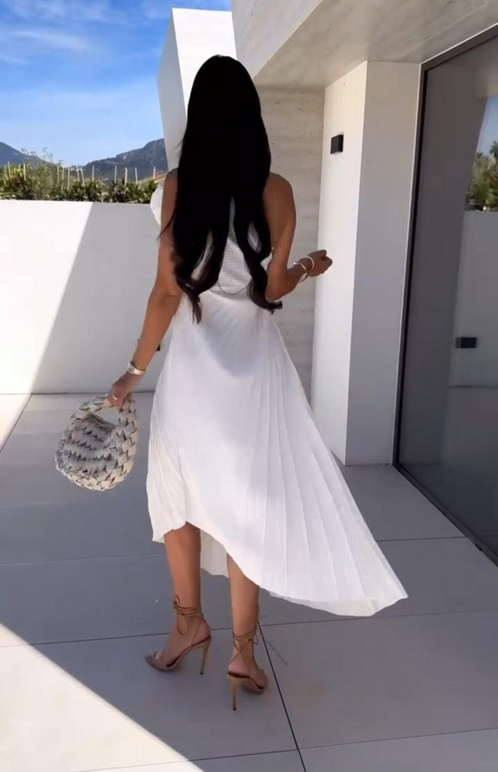 Camille™ | Clairette Robe Asymétrique Plissée avec Fleur 3D