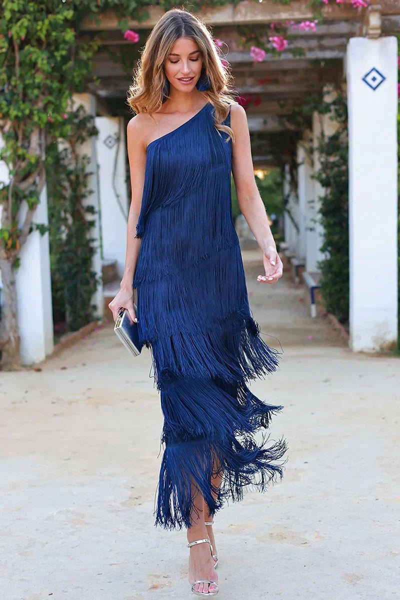 Camille™ | Noemi Robe Asymétrique à Franges
