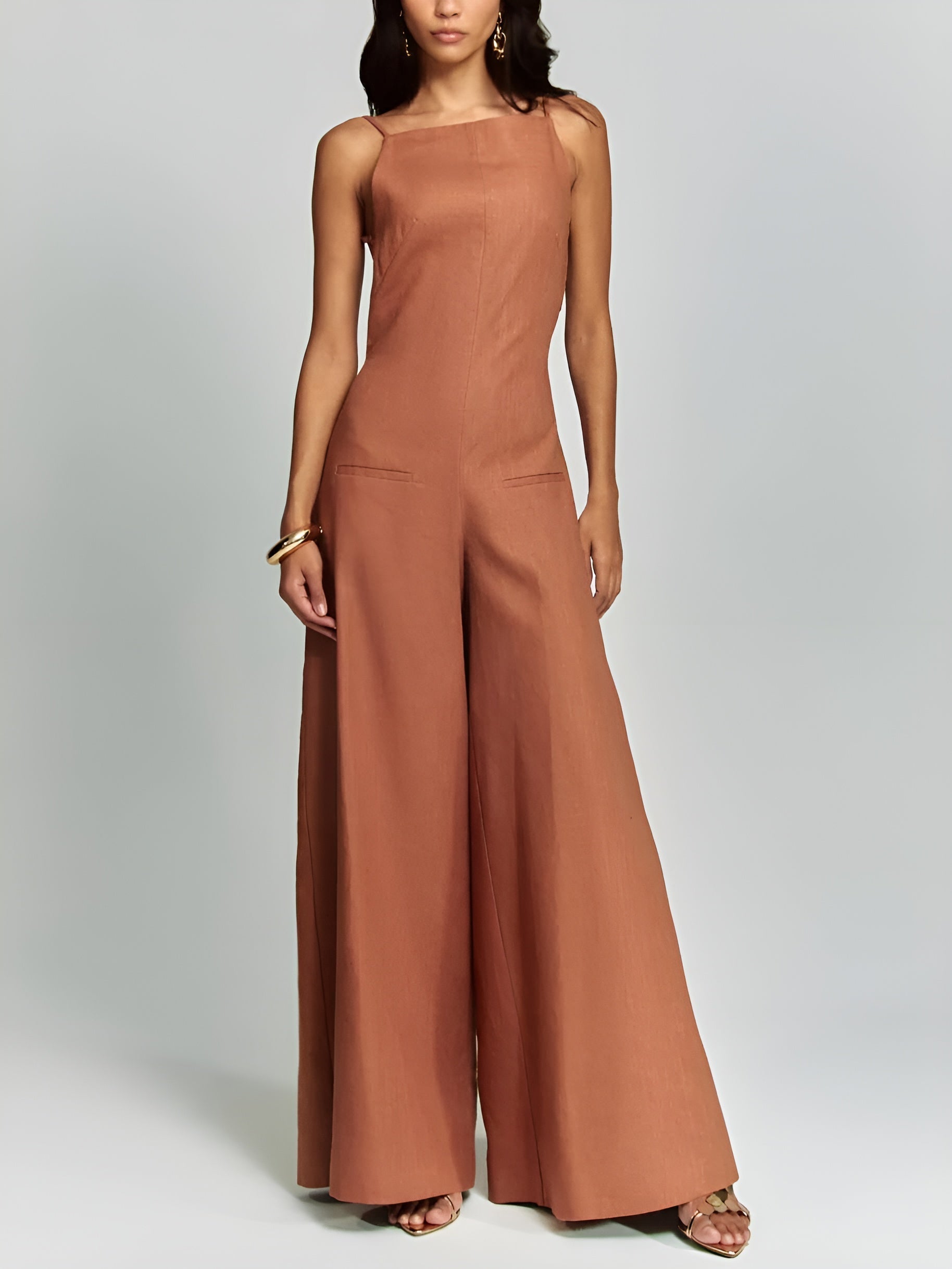 Helena™ | Brun Halter Jumpsuit