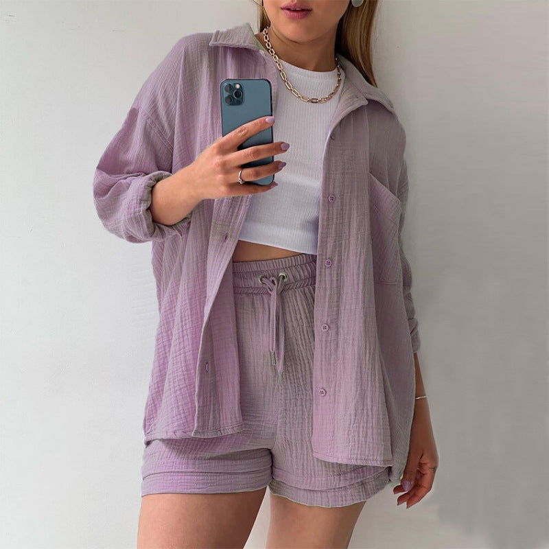 Camille™ | Léa Ensemble Décontracté en Coton Gaufré