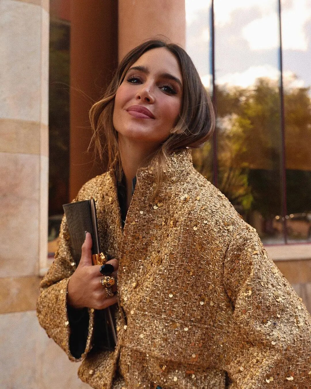 Camille™ | Veste en Sequins Dorés