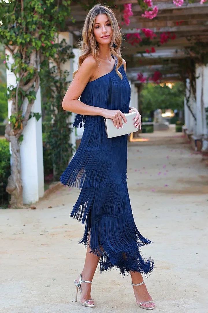 Camille™ | Noemi Robe Asymétrique à Franges